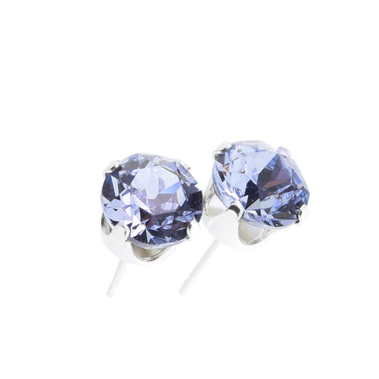 pewterhooter® Women's Classic Collection 925 Sterling silver earrings with sparkling Provence Lavender crystals, packaged in a gift box for any occasion.