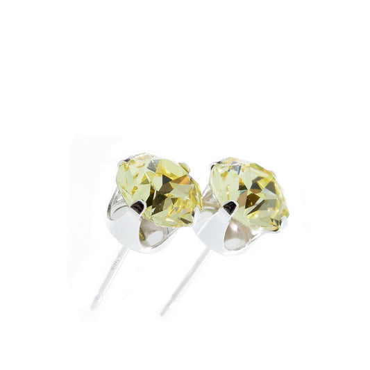 pewterhooter® Women's Classic Collection 925 Sterling silver earrings with sparkling Jonquil crystals, packaged in a gift box for any occasion.