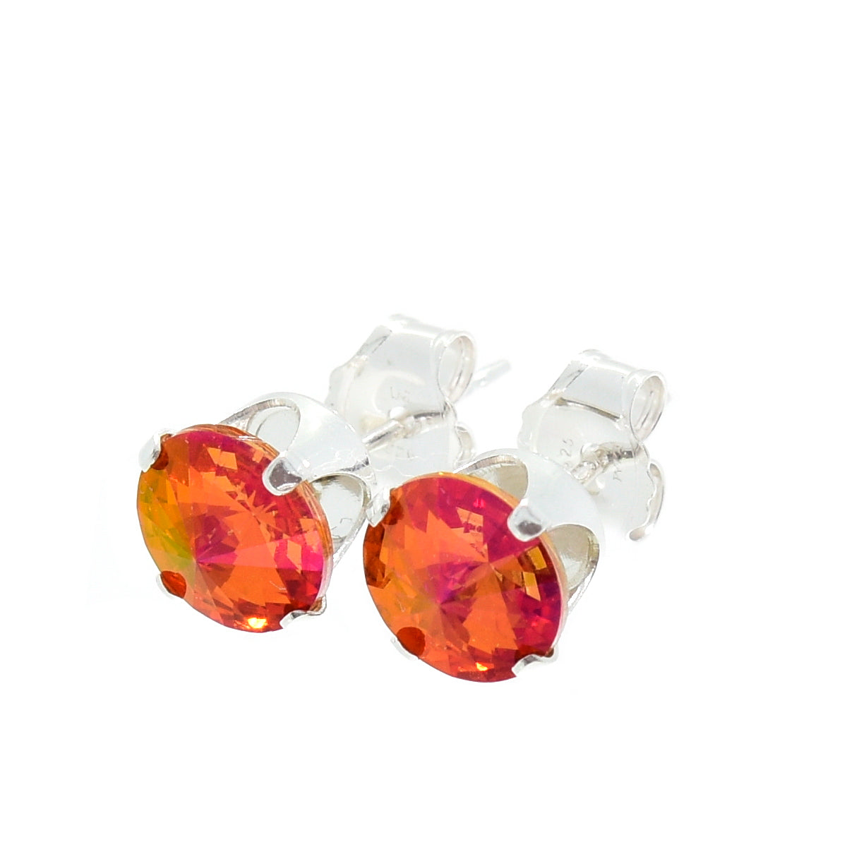 pewterhooter® Women's Classic Collection 925 Sterling silver earrings with brilliant Astral Pink crystals, packaged in a gift box for any occasion.