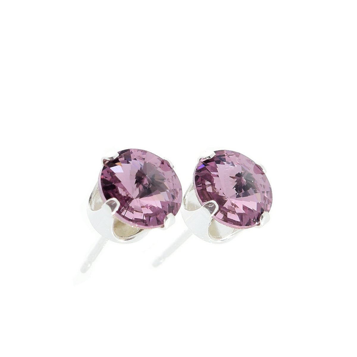 pewterhooter® Women's Classic Collection 925 Sterling silver earrings with brilliant Light Amethyst crystals, packaged in a gift box for any occasion.