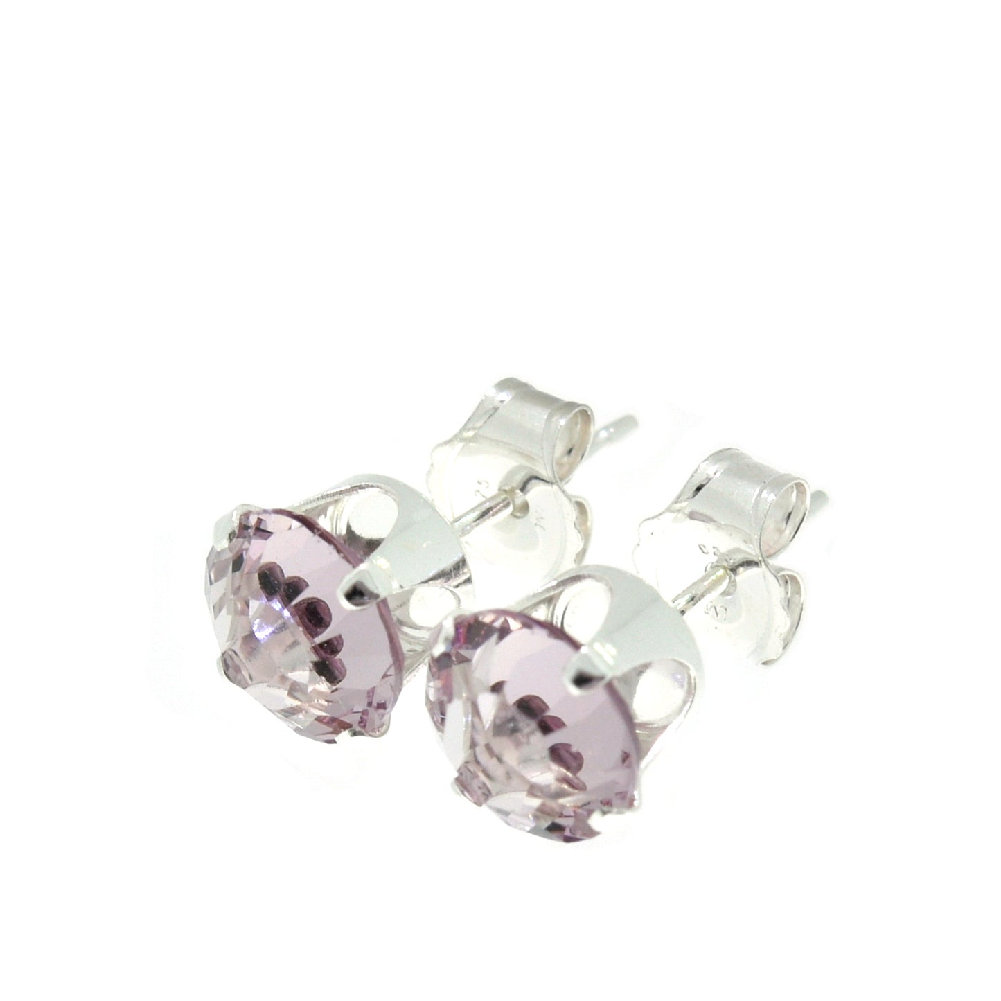 pewterhooter® Women's Classic Collection 925 Sterling silver earrings with sparkling Light Amethyst channel crystals, packaged in a gift box for any occasion.