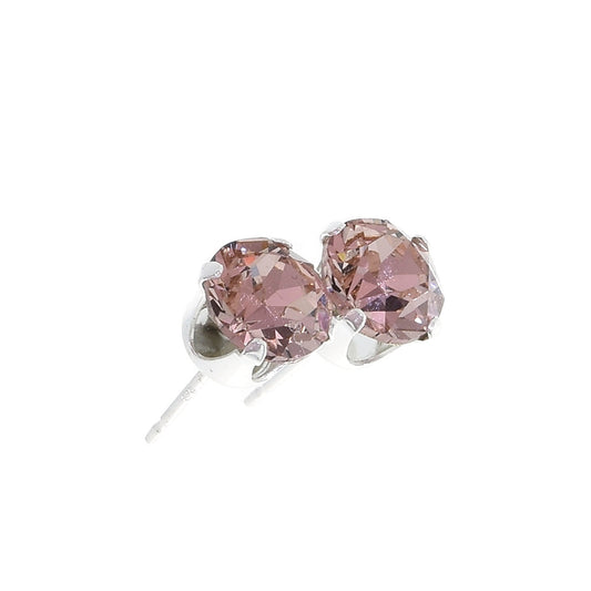 pewterhooter® Women's Classic Collection 925 Sterling silver earrings with sparkling Vintage Rose crystals, packaged in a gift box for any occasion.