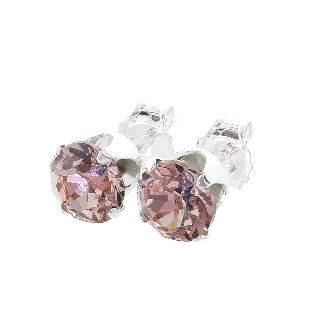 pewterhooter® Women's Classic Collection 925 Sterling silver earrings with sparkling Vintage Rose crystals, packaged in a gift box for any occasion.