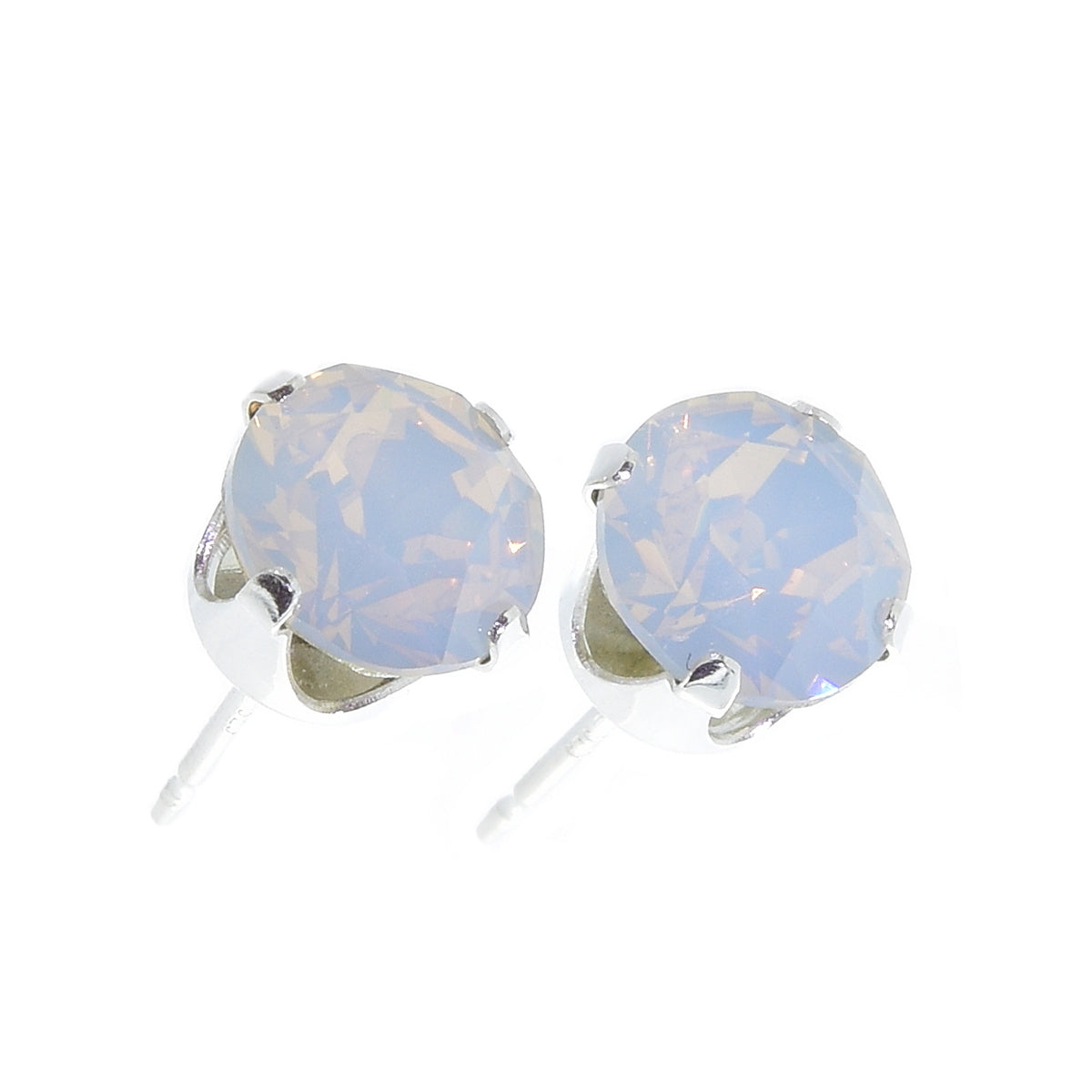 pewterhooter® Women's Classic Collection 925 Sterling silver earrings with sparkling White Opal crystals, packaged in a gift box for any occasion.