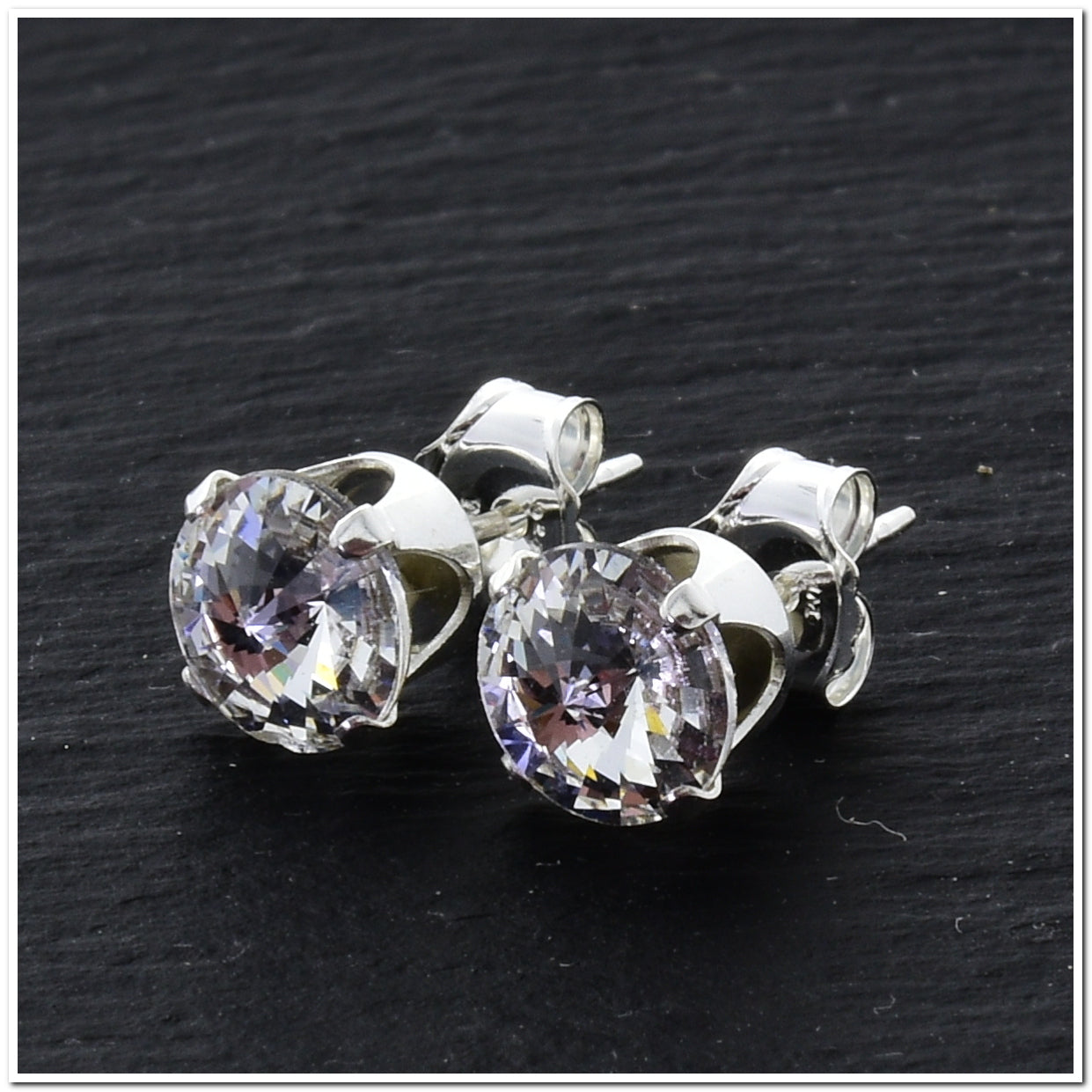 pewterhooter® Women's Classic Collection 925 Sterling silver earrings with brilliant Diamond White crystals, packaged in a gift box for any occasion.