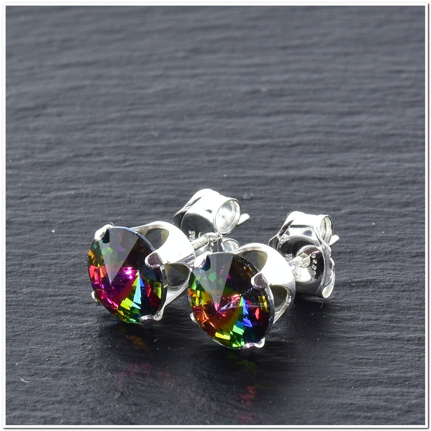 pewterhooter® Women's Classic Collection 925 Sterling silver earrings with brilliant Enchanted Forest crystals, packaged in a gift box for any occasion.