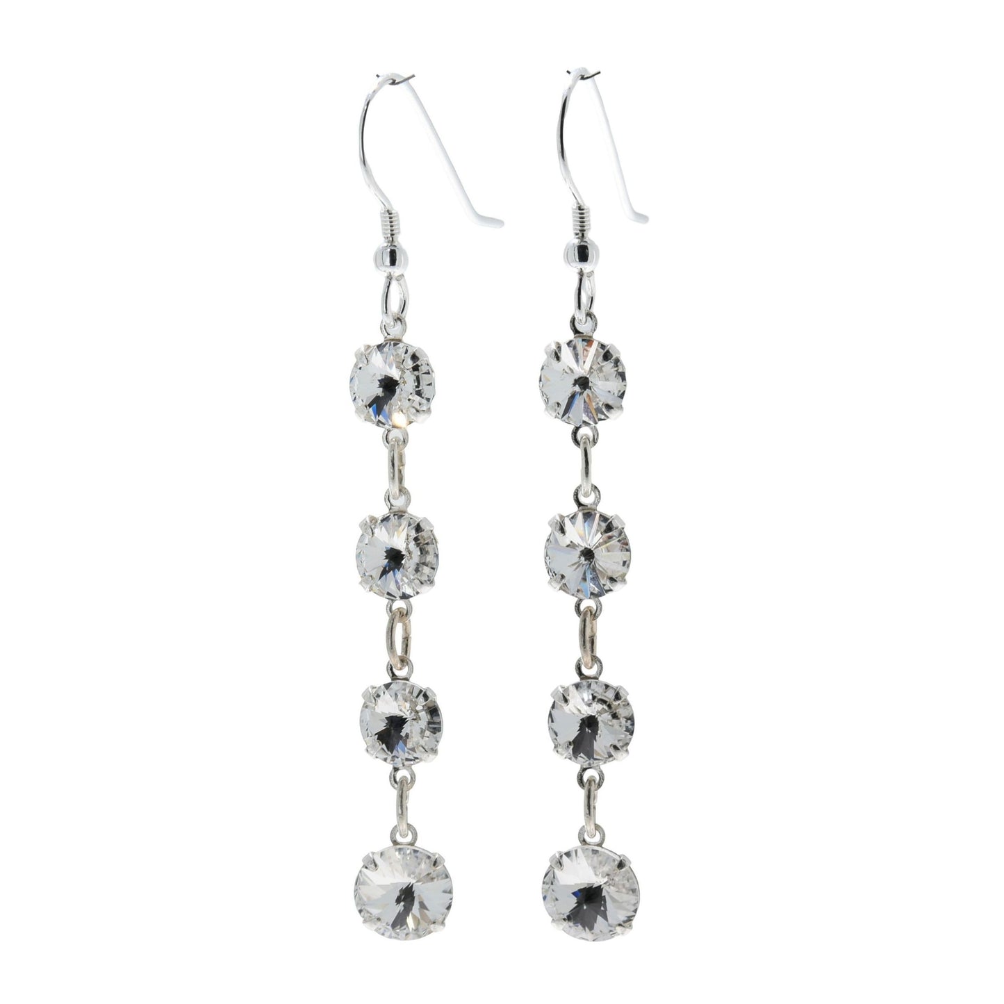 pewterhooter® Women’s 925 Sterling Silver Drop Earrings with Vintage Austrian Diamond White Crystals - Presented in a branded gift box.