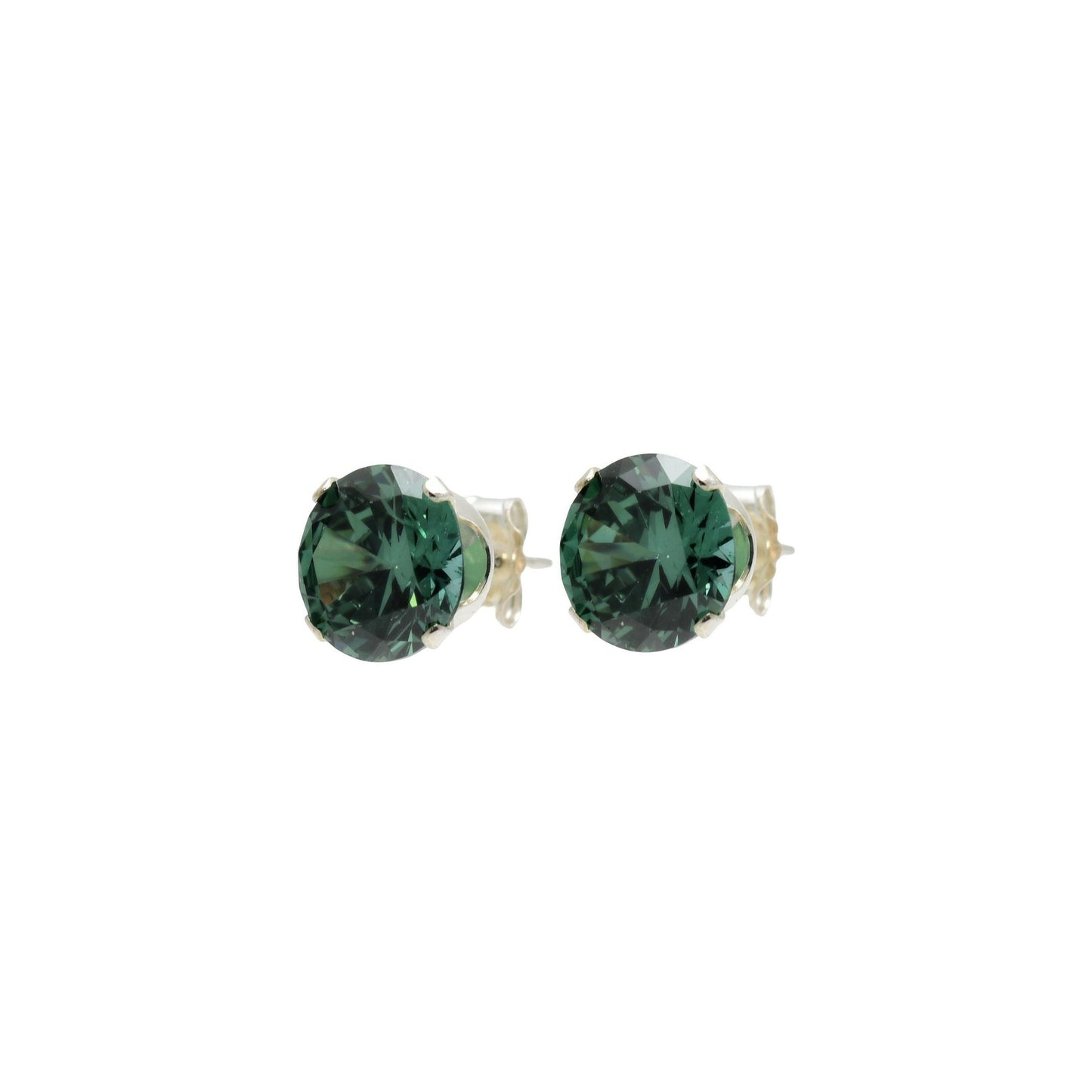 pewterhooter® Women’s 925 Sterling Silver Stud Earrings with Sparkling Emerald Crystal - Presented in a Gift Box