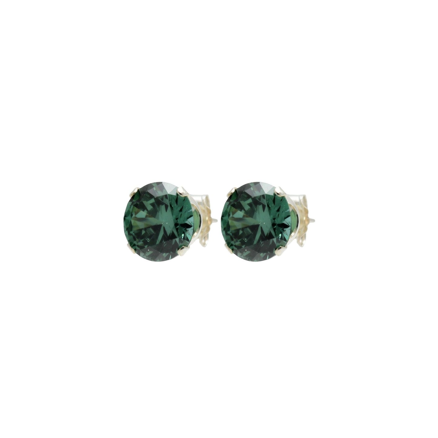 pewterhooter® Women’s 925 Sterling Silver Stud Earrings with Sparkling Emerald Crystal - Presented in a Gift Box