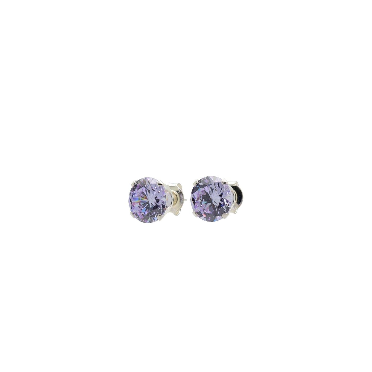 pewterhooter® Women’s 925 Sterling Silver Stud Earrings with Sparkling Lavender Crystal - Presented in a Gift Box