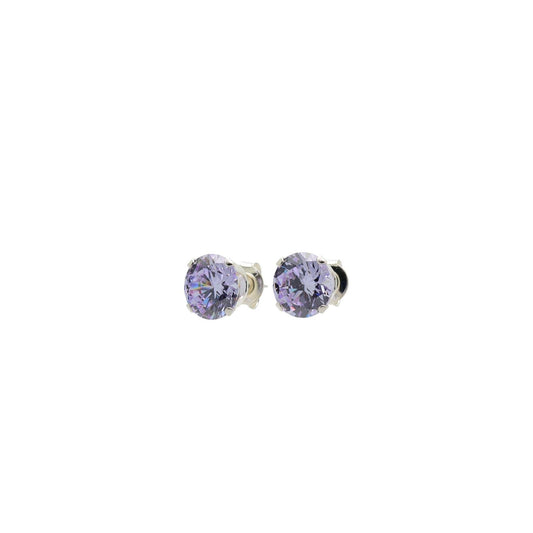 pewterhooter® Women’s 925 Sterling Silver Stud Earrings with Sparkling Lavender Crystal - Presented in a Gift Box
