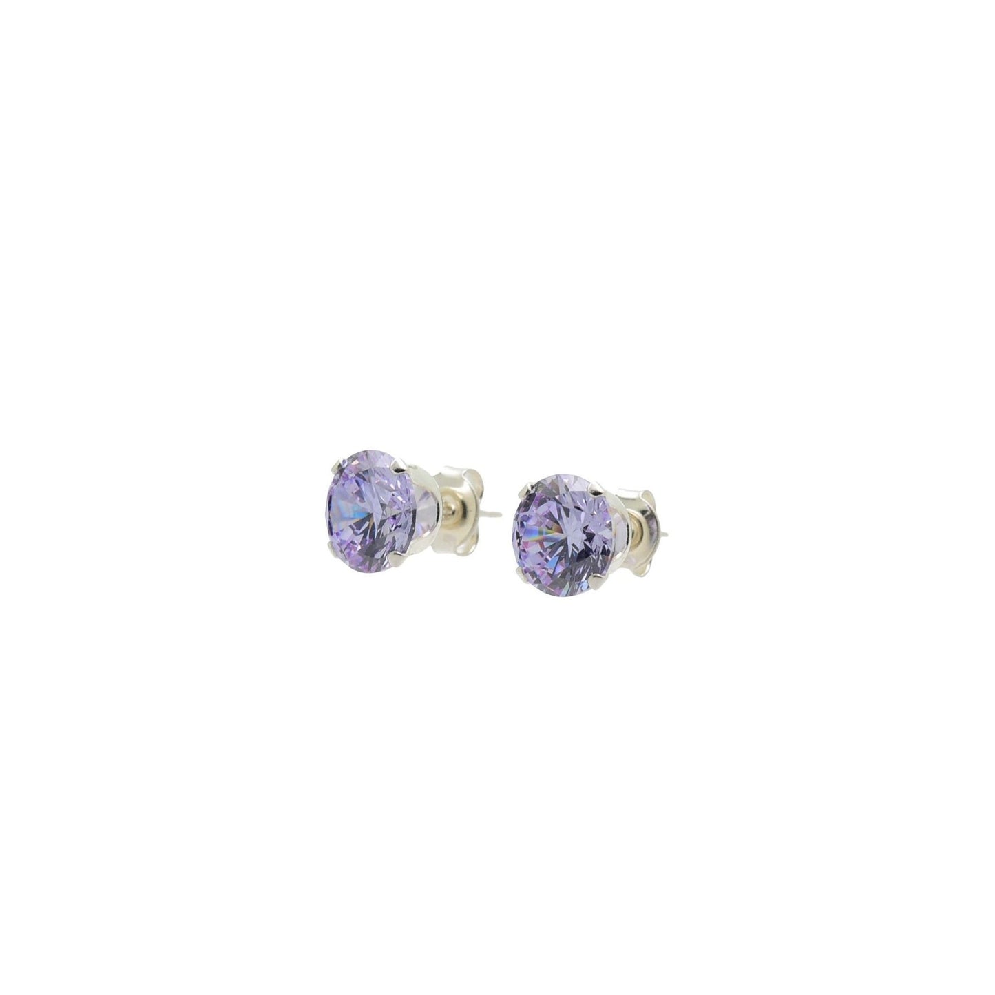 pewterhooter® Women’s 925 Sterling Silver Stud Earrings with Sparkling Lavender Crystal - Presented in a Gift Box