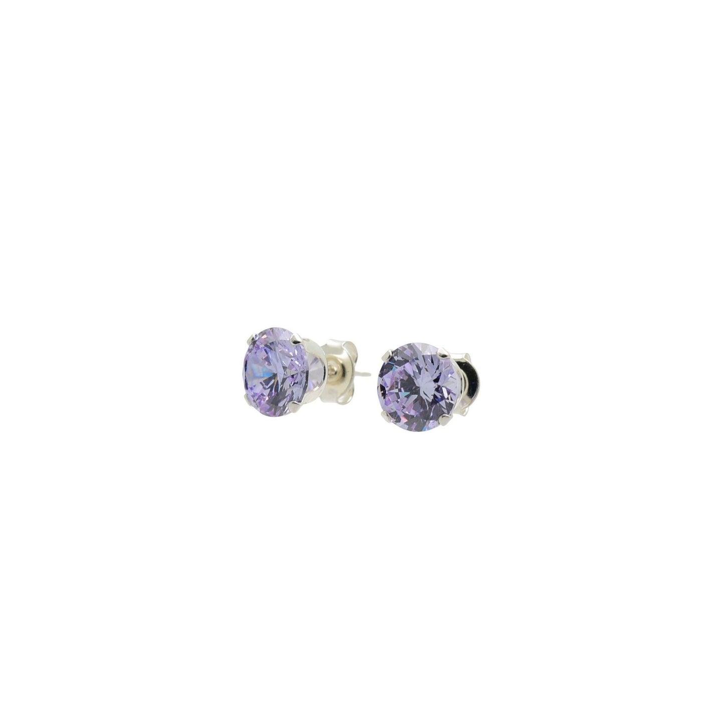 pewterhooter® Women’s 925 Sterling Silver Stud Earrings with Sparkling Lavender Crystal - Presented in a Gift Box