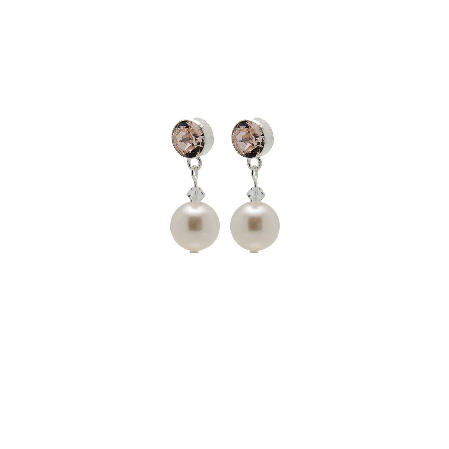 pewterhooter® Women’s 925 Sterling Silver Stud Earrings with Vintage Austrian Silk Crystals and White Crystal Pearls – Presented in a Branded Gift Box