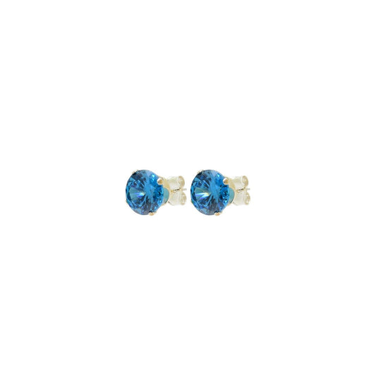 pewterhooter® Women’s 925 Sterling Silver Stud Earrings with Sparkling Swiss Blue Crystal - Presented in a Gift Box.