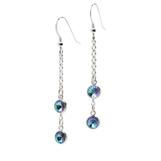 pewterhooter® Women's Sterling Silver Drop Earrings made with Vintage Starlight Austrian Crystals – Presented in a Branded Gift Box