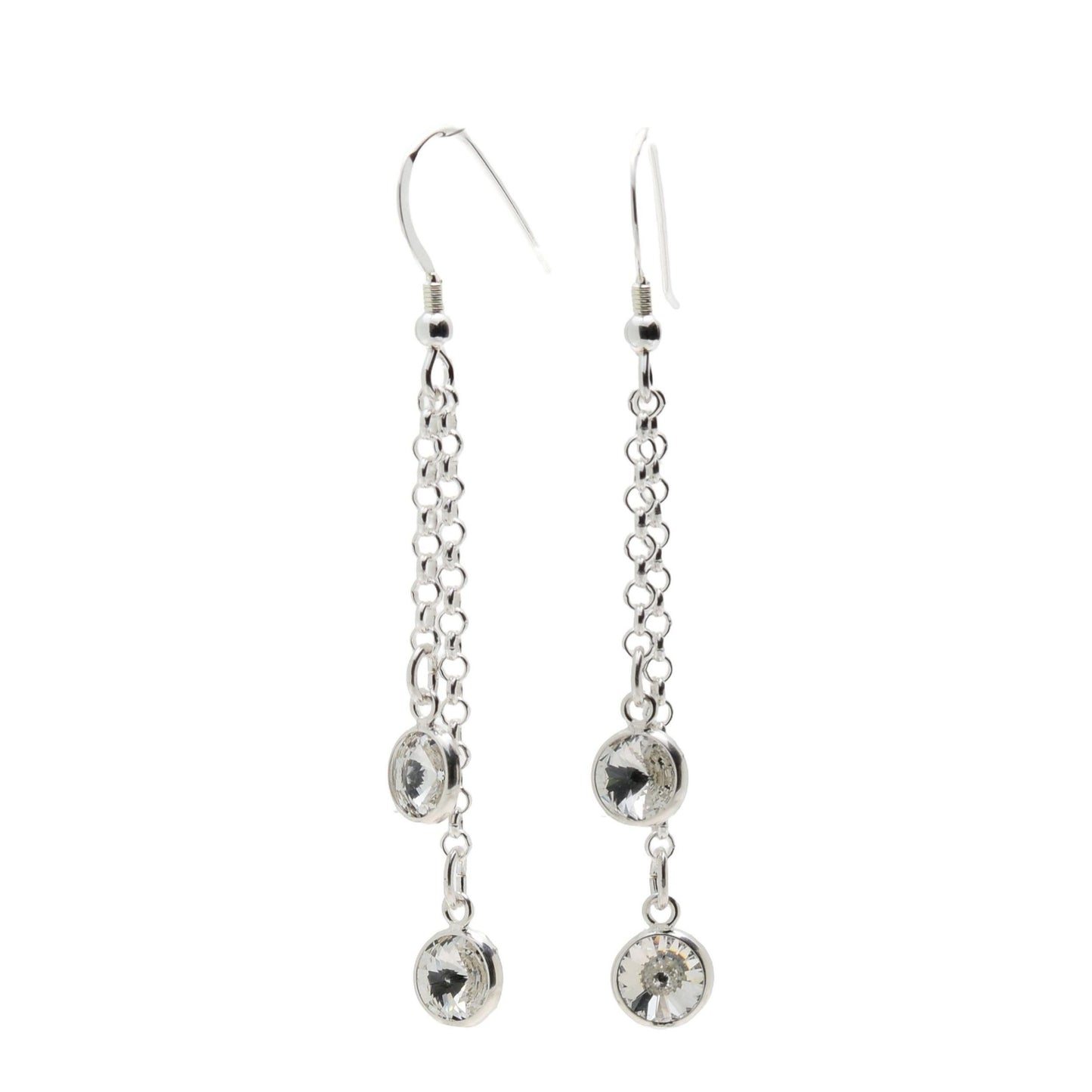 pewterhooter® Women's Sterling Silver Drop Earrings made with Vintage Diamond White Austrian Crystals – Presented in a Branded Gift Box