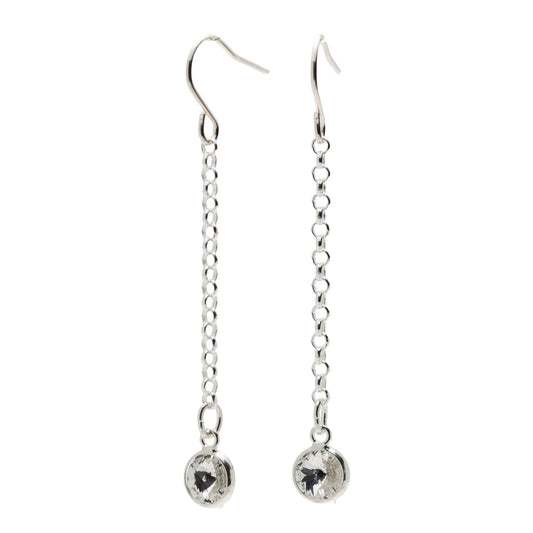 pewterhooter® Women's Sterling Silver Drop Earrings made with Vintage Diamond White Austrian Crystals – Presented in a Branded Gift Box.