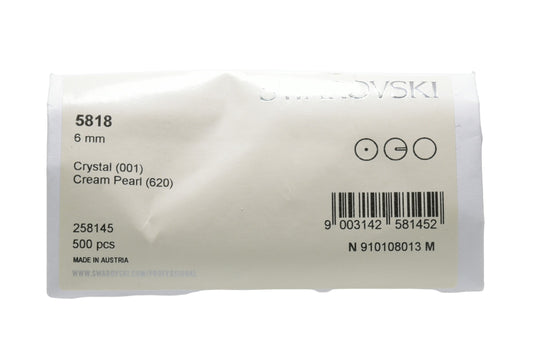 Swarovski 5818 6mm Half drilled Pearl – Factory Sealed Pack of 500 – Cream