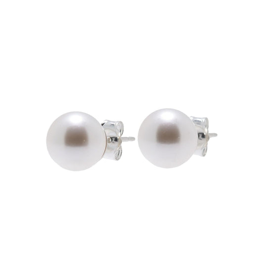 pewterhooter® Women’s 925 Sterling Silver Stud Earrings with Vintage Austrian White Crystal Pearls - Presented in a Gift Box