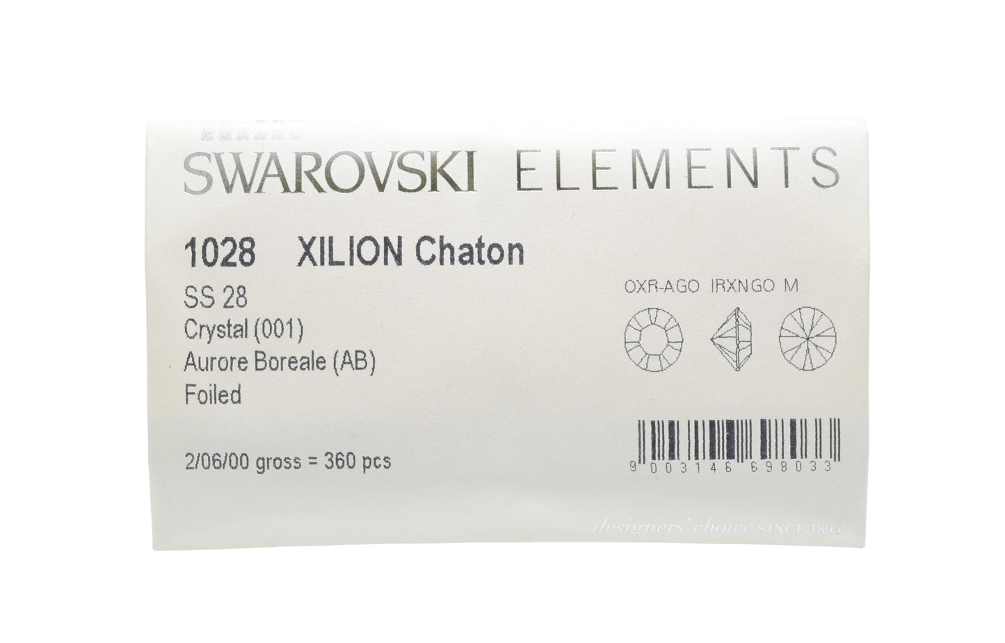 Swarovski 1028 SS29 Chaton Crystals – Factory Sealed Pack of 360 – Aurore Boreale (Foiled Back)