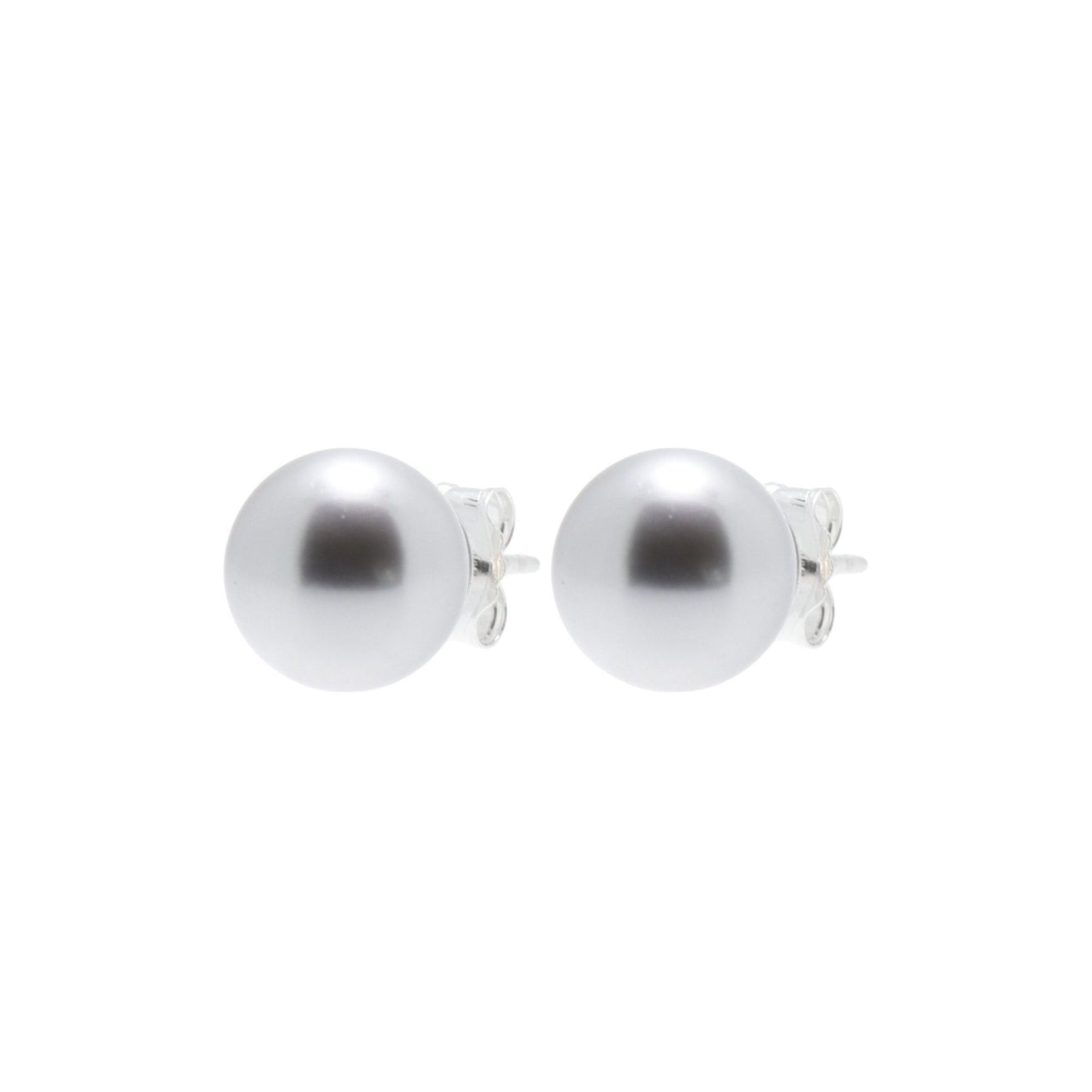 pewterhooter® Women’s 925 Sterling Silver Stud Earrings with Vintage Austrian Silver Crystal Pearls - Presented in a Gift Box