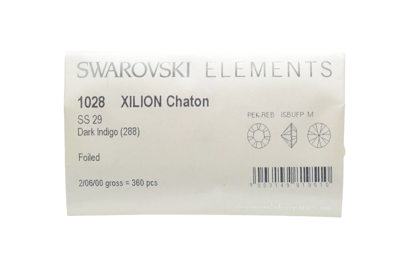 Swarovski 1028 SS29 Chaton Crystals – Factory Sealed Pack of 360 – Dark Indigo (Foiled Back)