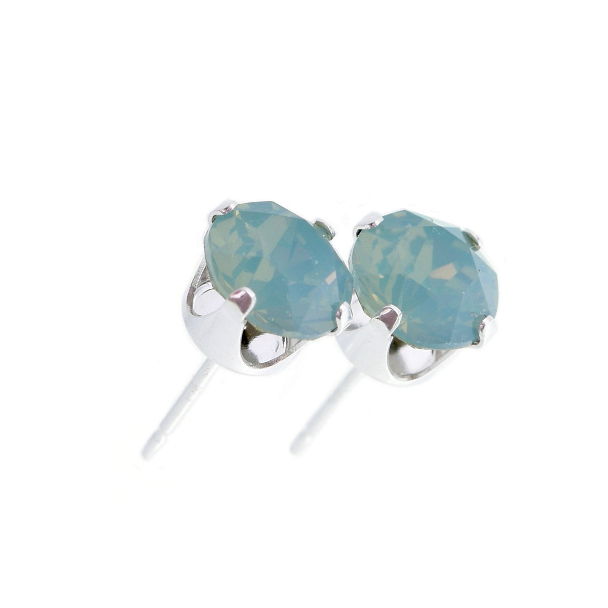 pewterhooter® Women's Classic Collection 925 Sterling silver earrings with sparkling Pacific Opal crystals, packaged in a gift box for any occasion.