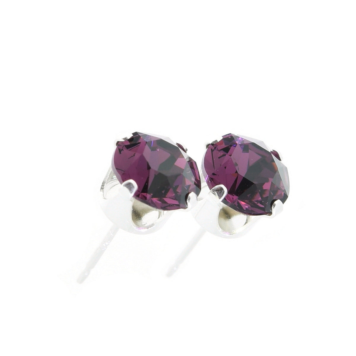 pewterhooter® Women's Classic Collection 925 Sterling silver earrings with sparkling Amethyst crystals, packaged in a gift box for any occasion.