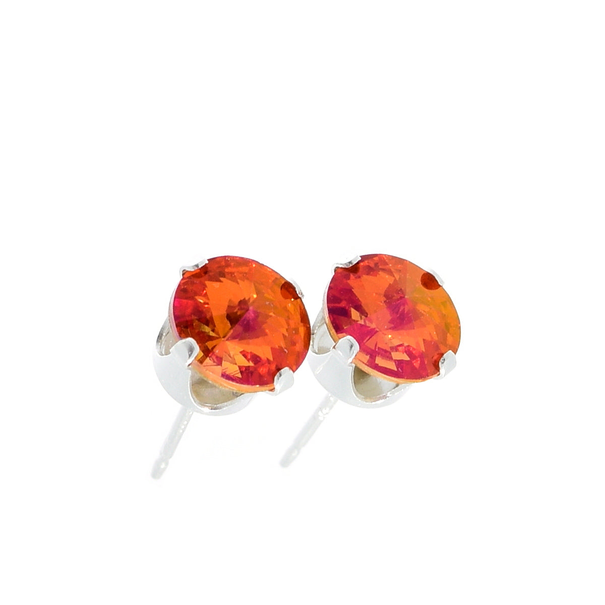 pewterhooter® Women's Classic Collection 925 Sterling silver earrings with brilliant Astral Pink crystals, packaged in a gift box for any occasion.