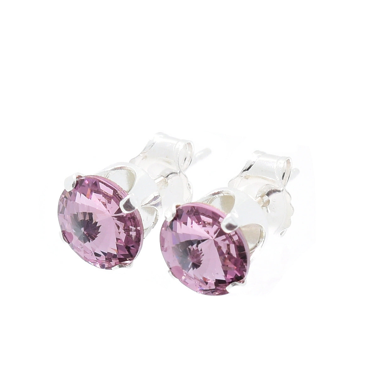 pewterhooter® Women's Classic Collection 925 Sterling silver earrings with brilliant Light Amethyst crystals, packaged in a gift box for any occasion.