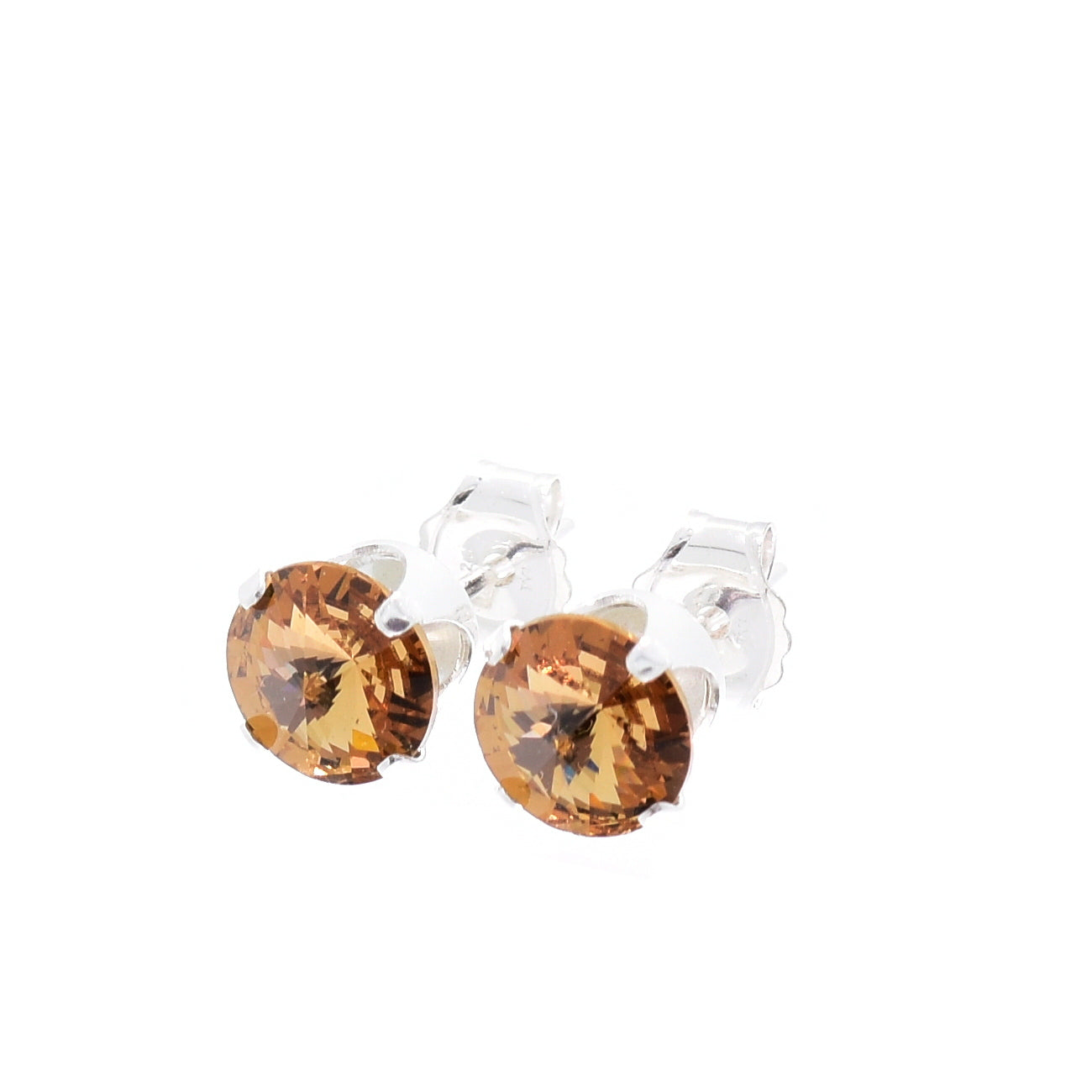 pewterhooter® Women's Classic Collection 925 Sterling silver earrings with brilliant Light Colorado Topaz crystals, packaged in a gift box for any occasion.