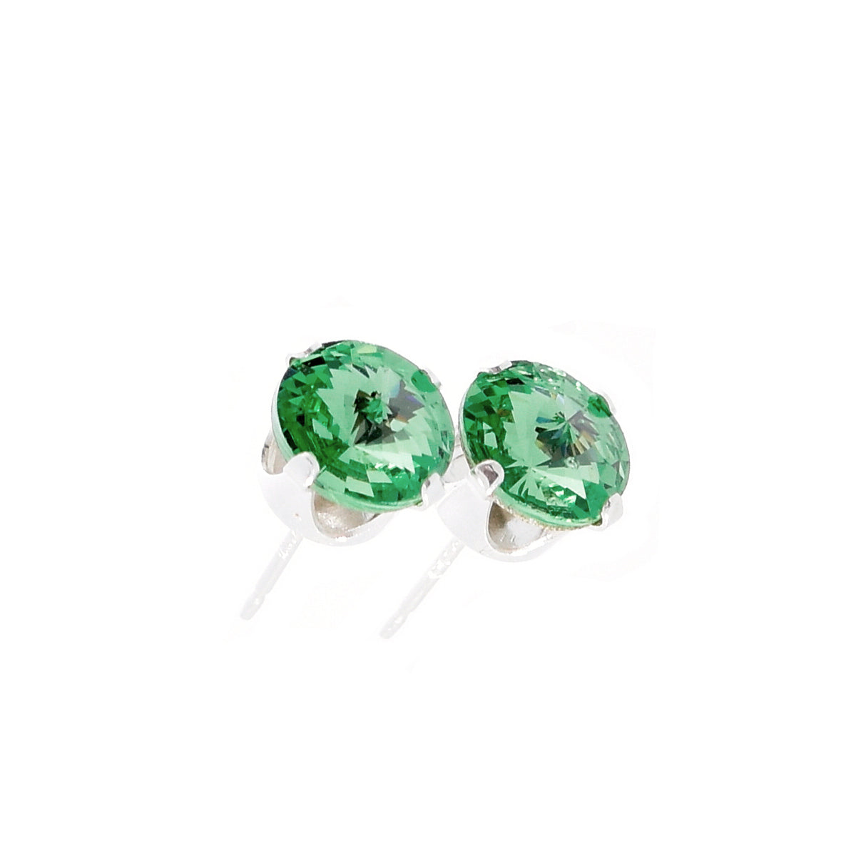 pewterhooter® Women's Classic Collection 925 Sterling silver earrings with brilliant Peridot Green crystals, packaged in a gift box for any occasion.