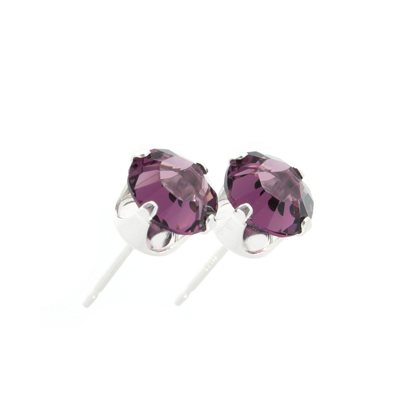 pewterhooter® Women's Classic Collection 925 Sterling silver earrings with sparkling Amethyst channel crystals, packaged in a gift box for any occasion.