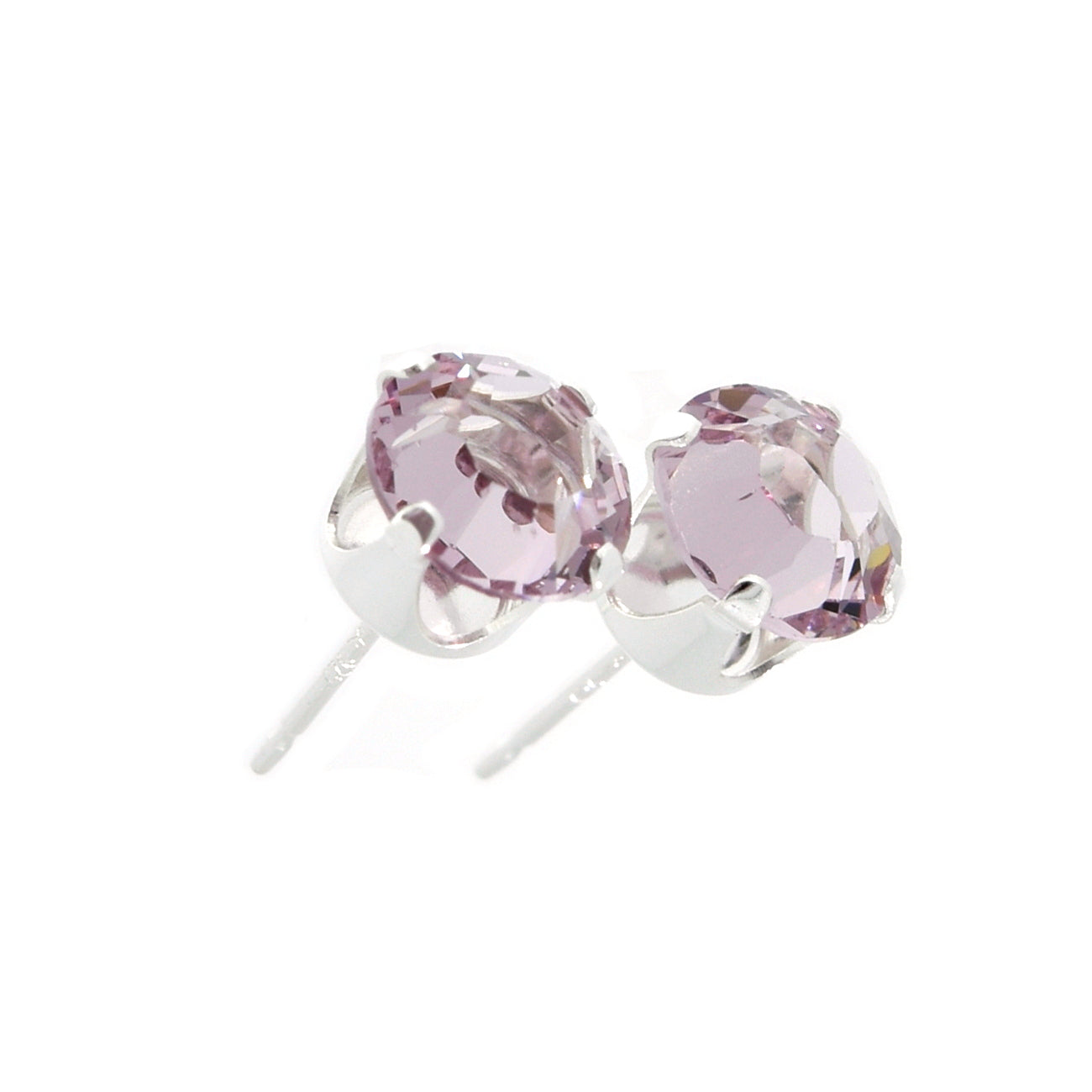 pewterhooter® Women's Classic Collection 925 Sterling silver earrings with sparkling Light Amethyst channel crystals, packaged in a gift box for any occasion.