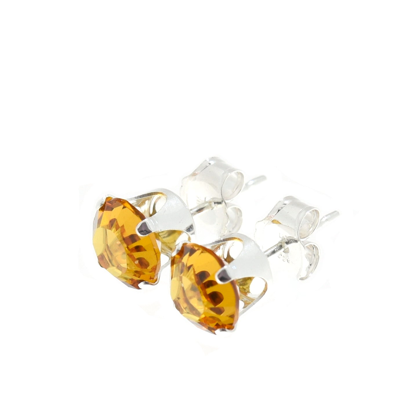 pewterhooter® Women's Classic Collection 925 Sterling silver earrings with sparkling Light Topaz channel crystals, packaged in a gift box for any occasion.