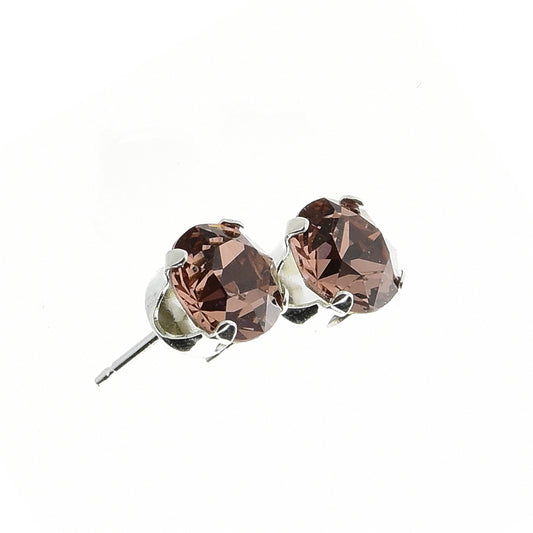 pewterhooter® Women's Classic Collection 925 Sterling silver earrings with sparkling Blush Rose crystals, packaged in a gift box for any occasion.