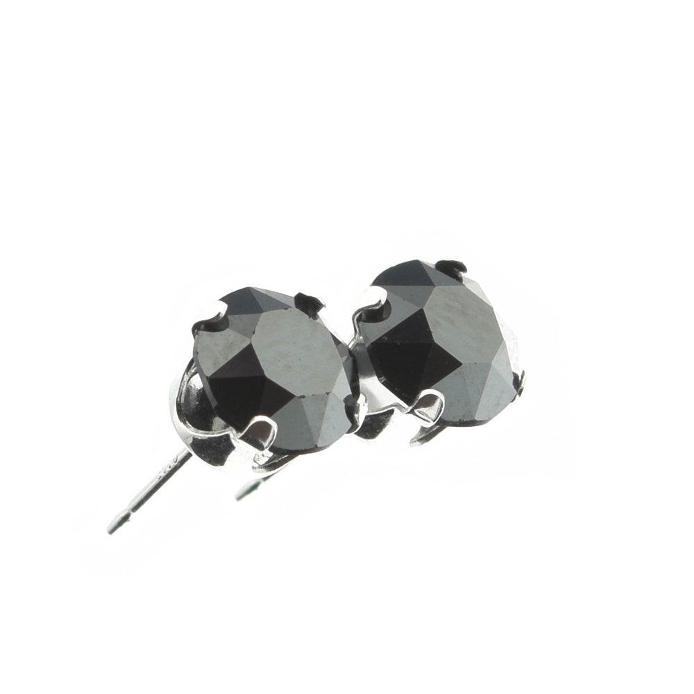 pewterhooter® Women's Classic Collection 925 Sterling silver earrings with sparkling Hematite crystals, packaged in a gift box for any occasion.