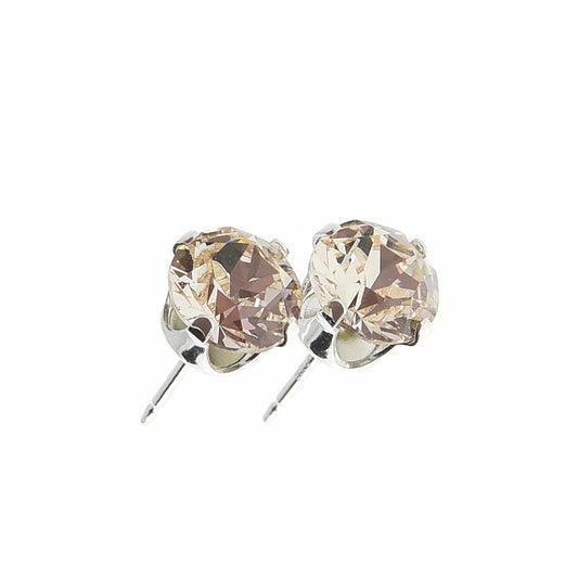 pewterhooter® Women's Classic Collection 925 Sterling silver earrings with sparkling Light Silk crystals, packaged in a gift box for any occasion.