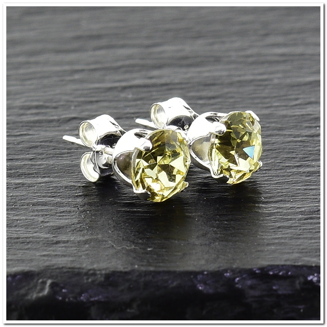 pewterhooter® Women's Classic Collection 925 Sterling silver earrings with sparkling Jonquil crystals, packaged in a gift box for any occasion.