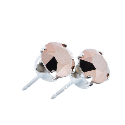 pewterhooter® Women's Classic Collection 925 Sterling silver earrings with sparkling Rose Gold crystals, packaged in a gift box for any occasion.