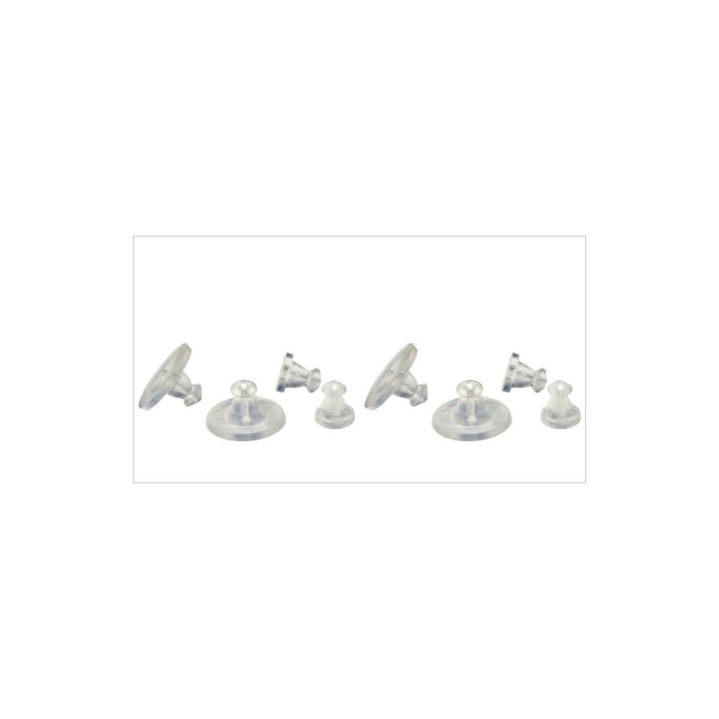 pewterhooter® 4 pairs clear plastic earring backs for gold/platinum pierced earrings for Men and Women. Comfortable & secure.